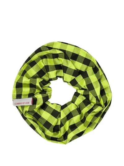 Coa Nyc Gingham Silk Scrunchie