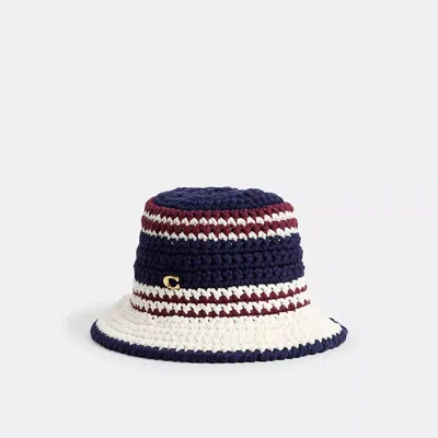 Coach Stripe Crochet Bucket Hat