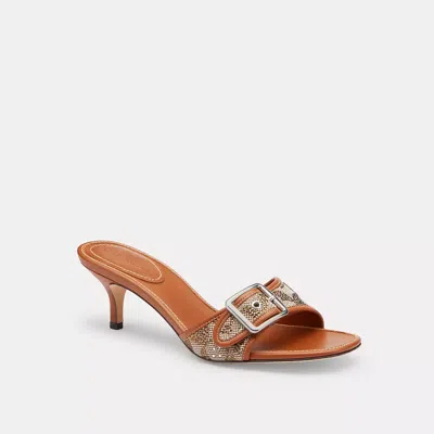 Coach Margot Sandal In Crystal Signature Jacquard In Brown