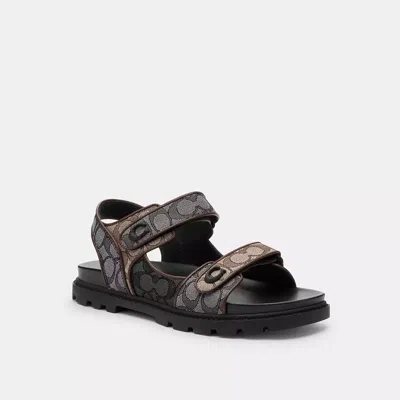 Coach Platform Sandal In Signature Jacquard In Black
