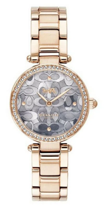 Pre-owned Coach 14503226 Park Rose Gold Tone Stainless Crystal Accented Women's Watch