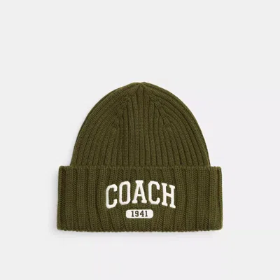 Coach 1941 Embroidered Knit Beanie In Green