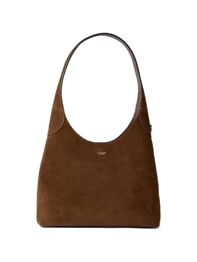 Coach Brooklyn 28 Brown With Single Shoulder Strap And Logo Lettering On The Front In Suede Woman