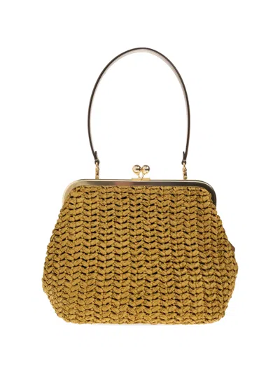 Coach 27 Kisslock Frame Interwoven Tote Bag In Brown