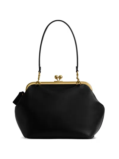 Coach 27 Kisslock Leather Clutch Bag In Orange