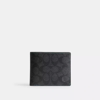 Coach 3 In 1 Wallet In Signature Canvas In Charcoal/blueberry