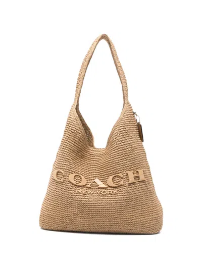 Coach 39 Brooklyn Embossed-logo Shoulder Bag In Brown