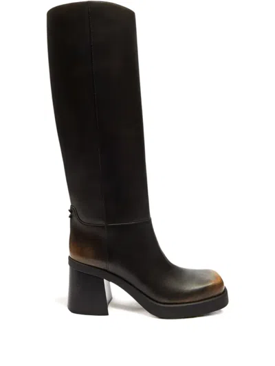 Coach Sculpted C Tall Boot In Loved Leather In Black