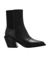 Coach Prestyn Black Leather Western Stacked Heel Ankle Boots In Black