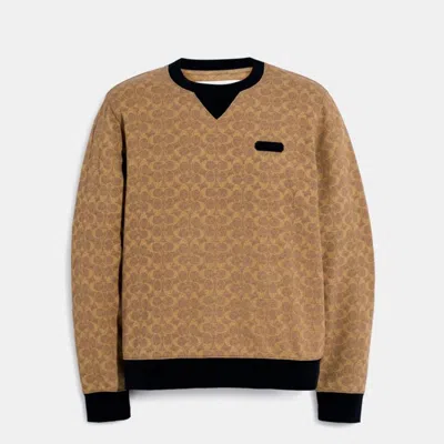 Coach Essential Crewneck Sweatshirt In Signature In Brown