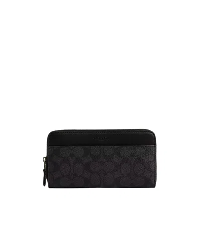 Coach Accordion Wallet In Signature Canvas In Black