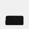 Coach Accordion Wallet With Signature Canvas Interior In Black