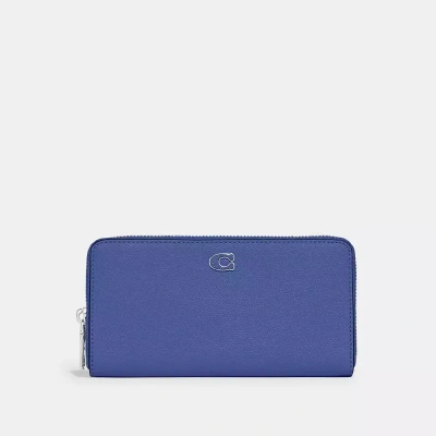 Coach Accordion Wallet With Signature Canvas Interior In Blueberry