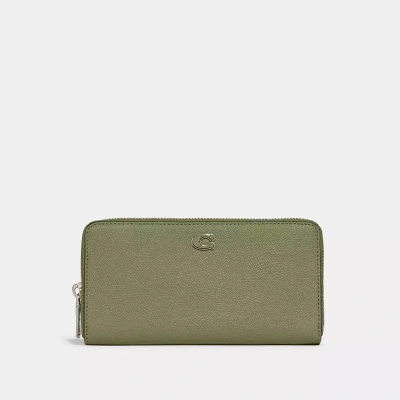Coach Accordion Wallet With Signature Canvas Interior In Moss
