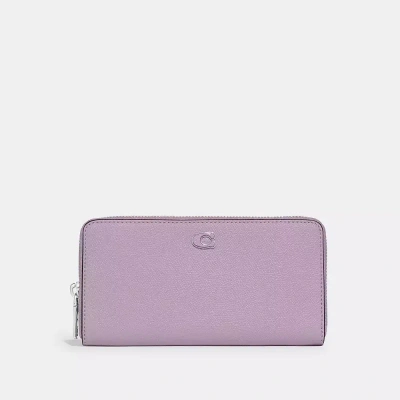 Coach Accordion Wallet With Signature Canvas Interior In Soft Purple