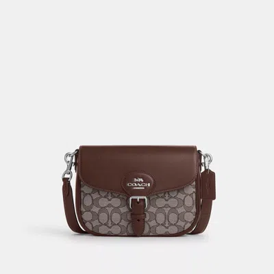 Coach Amelia Saddle Bag In Signature Jacquard In Brown