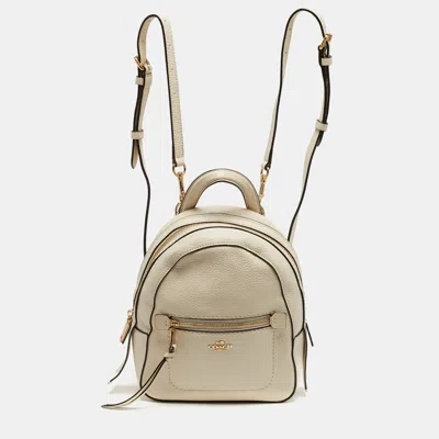 Pre-owned Coach Andi Cream Leather Backpack In White