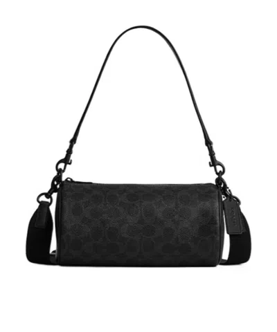 Coach Andre Barrel Bag 24 In Signature Canvas In Black