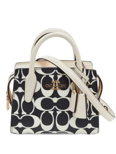 Pre-owned Coach Andrea Carryall Signature Handbag In White