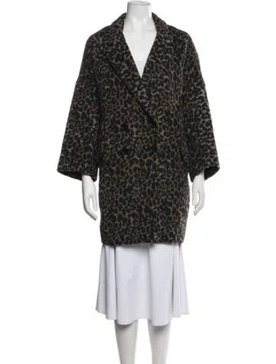 Pre-owned Coach Animal Print Coat In Black/brown