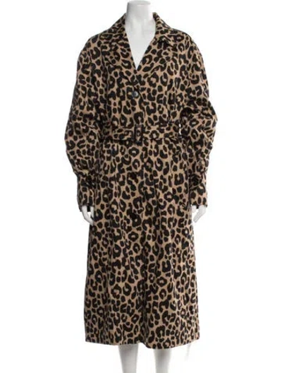 Pre-owned Coach Animal Print Trench Coat In Black