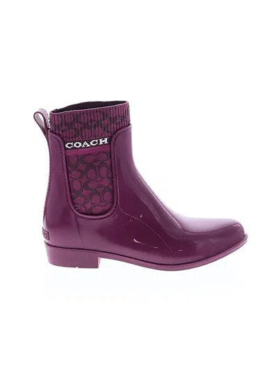 Pre-owned Coach Ankle Boots In Burgundy