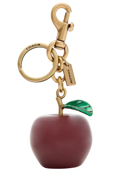 Coach Womens Multi Small Apple Resin And Enamel Bag Charm In Brown
