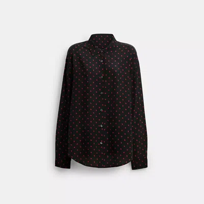 Coach Apple Dot Button Down Shirt In Black/red
