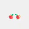 Shop Coach Apple Huggie Earrings In Gold/red