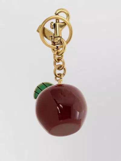 Coach Womens Multi Small Apple Resin And Enamel Bag Charm In Brown