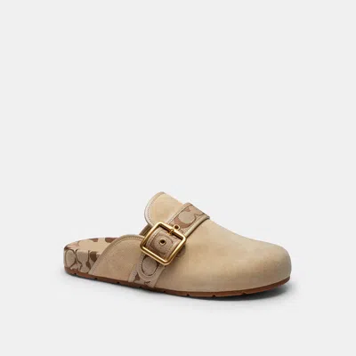 Coach Archival Buckle Clog With Signature Jacquard In Brown