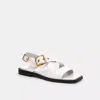 Coach Archival Buckle Flat Sandal In White