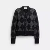 Coach Argyle Cardigan In Black