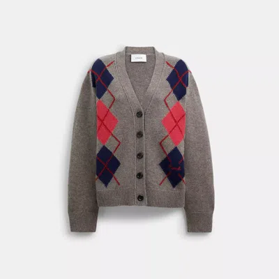 Coach Argyle Cardigan Sweater