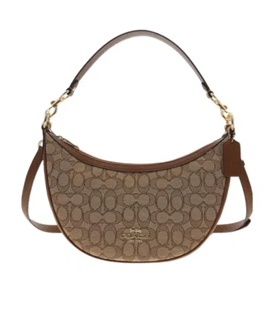Coach Aria Jacquard Shoulder Bag In Brown