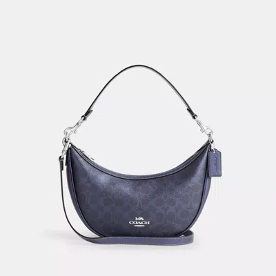 Coach Aria Shoulder Bag In Signature Canvas In Blue