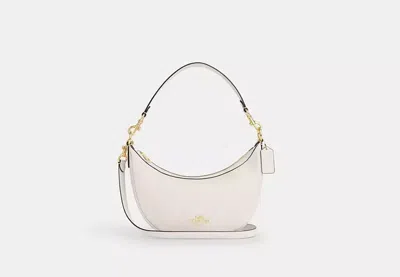 Coach Aria Shoulder Bag In White | Leather In Gold/chalk