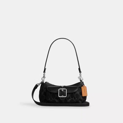 Coach Ashton Mini Shoulder Bag In Signature Denim In Black