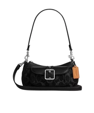 Coach Ashton Mini Shoulder Bag In Signature Denim In Black