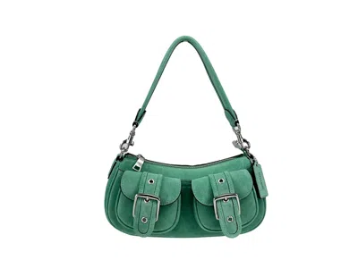 Coach Ashton Suede Shoulder Bag Purse In Green