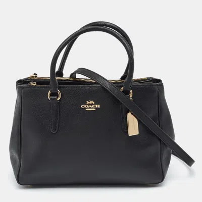 Pre-owned Coach Avenue Carryall Black Leather Double Zip Satchel