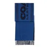 Coach Badge Cashmere Fringed Scarf In Blue
