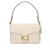 Coach Chain Tabby Chalk Leather Shoulder Bag In White