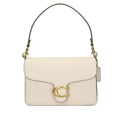 Coach Chain Tabby Chalk Leather Shoulder Bag In Orange