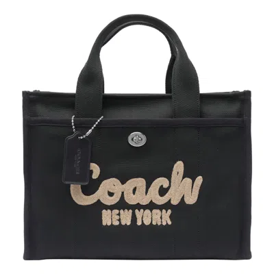 Coach Cargo 26 Logo-embroidered Canvas Tote In Black Fabric