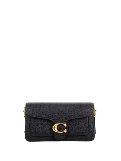 Coach Chain Strap Textured Shoulder Bag In Black