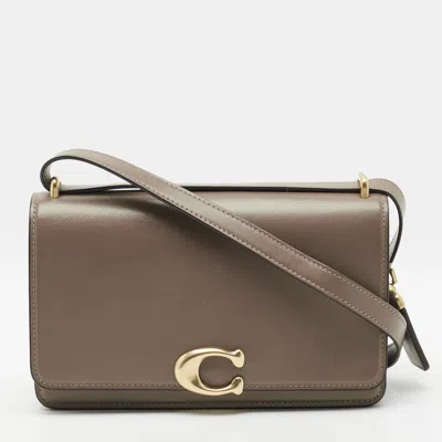 Pre-owned Coach Bandit Dark Beige Leather Shoulder Bag In Sand