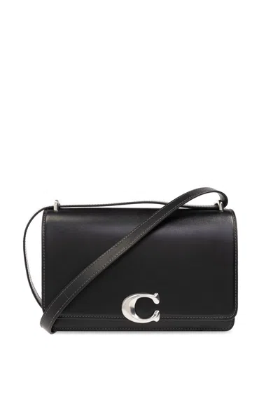 Coach Bandit Logo Plaque Shoulder Bag In Black