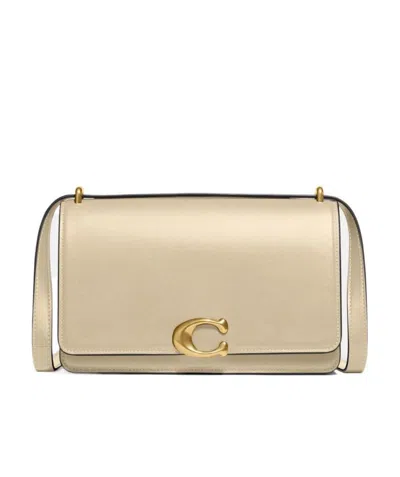 Coach Bandit Logo Plaque Shoulder Bag In Nude