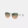 Coach Bandit Wire Oval Sunglasses In Green Yellow Gradient